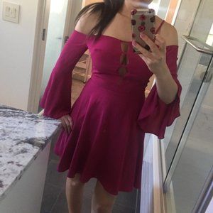 BEBE ‘Lattice Detail Woven Dress’ Flutter Sleeve ii